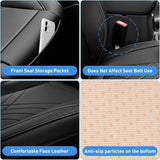 Nilight Car Seat Cushion Cover Black Geometric Embroidered Leather Front Seats Waterproof Anti-Slip Comes with Storage Bag Wraps Bottom Fits Cars Sedan Van SUV Truck, view 4
