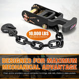 Nilight Car Tie Down Straps with Chain Hook Anchors 4 Pack Adjustable Wheel Straps 2 Inch x 96 Inch Lasso Style 3,674 lbs Safe Working Load Comes with Bag for Truck Cars UTV Orange, view 5
