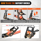Nilight Car Tie Down Straps with Chain Hook Anchors 4 Pack Adjustable Wheel Straps 2 Inch x 96 Inch Lasso Style 3,674 lbs Safe Working Load Comes with Bag for Truck Cars UTV Orange, view 6