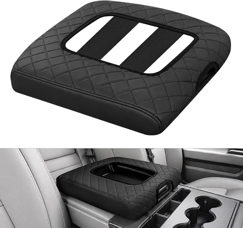 Nilight Center Console Cover Fit for Chevy GMC Silverado Sierra 2014-2018 | for Silverado Sierra 2014 15 16 17 2018 Jump Seat Accessories Middle Armrest Cover for Car Waterproof Nappa Leather, Black