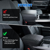Nilight Center Console Cover for Dodge Ram 1500/2500/3500 2019-2025 2026 | for Ram Bucket Seat Accessories Nappa Leather Armrest Cover for Car Waterproof Anti-Scratch Middle Arm Rest Cushion, Black, view 3