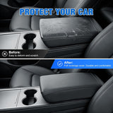 Nilight Center Console Cover for Hyundai Sonata 2015-2019 Armrest Cushion | for Sonata 2015 2016 2017 2018 2019 Nappa Leather Armrest Cover for Car Waterproof Center Console Pad Protector, Black, view 4
