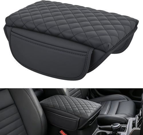 Nilight Center Console Cover for Jeep Wrangler JL Gladiator JT 2018-2026 | Nappa Leather Armrest Cover for Car with Storage Pocket Waterproof Center Console Pad Anti-Scratch Arm Rest Box Cover, Black