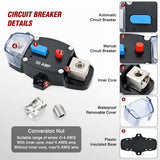Nilight Circuit Breaker 50 Amp w/Manual Reset 12V-42V Overload Protection | Resettable Switch Trolling Motor Auto Car Stereo Audio Inline Fuse Block Holders Inverter for Automotive RV Marine Boat, view 3