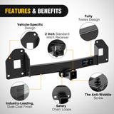 Nilight Class 3 Trailer Hitch 2 Inch Receiver Compatible with Tesla Model Y 2020-2026, Multi-Fit Hitch to Receive Ball Mount Cargo Carrier Bike Rack Tow Hook, Black Powder Coated, view 3