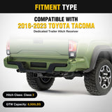 Nilight Class 3 Trailer Hitch 2 Inch Receiver Tow Hitch Compatible with Toyota Tacoma 2016 2017 2018 2019 2020 2021 2022 2023 Black Powder Coated, view 5