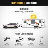 Nilight Class 3 Trailer Hitch Fits Dodge Durango 2011-2024 & Jeep Grand Cherokee 2012-2021 2-inch Hitch Receiver Multi-Fit Hitch to Receive Ball Mount Cargo Carrier Bike Rack Tow Hook, view 2
