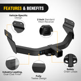 Nilight Class 3 Trailer Hitch Fits Dodge Durango 2011-2024 & Jeep Grand Cherokee 2012-2021 2-inch Hitch Receiver Multi-Fit Hitch to Receive Ball Mount Cargo Carrier Bike Rack Tow Hook, view 4