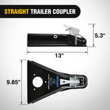 Nilight Class III A-Frame Trailer Coupler with Security Latch&Chain fits 2-Inch Hitch Ball for Pickup Trucks, RV, Boat, Camper, 5000LBS Capacity, Black Powder Coated, view 4