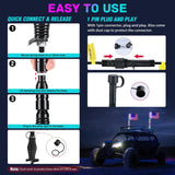 Nilight COB RGB LED Whip Light 2PCS 5FT Spiral Antenna Whips | Bluetooth APP and Remote Control with DIY Chasing Patterns Music Sync and Spring Base for ATV UTV RZR Can Am and Truck, view 6