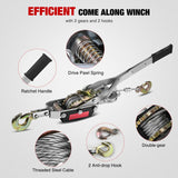 Nilight Come Along Winch 5 Ton /10,000 Lbs Heavy Duty Come Along Cable Puller Hand Winch Tool with 10 Ft Rope Double Gear 3 Hook for Lifting Pulling Road Vehicle Recovery Automotive Hoist Winch Puller, view 3