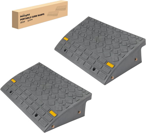 Nilight Curb Ramps 2 Pack, 5.9 inch Rise Durable Plastic Threshold Driveway Step Ramp for Scooter, Bikes, Motorcycle, Dolly, Lawn Mower