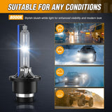 Nilight D2S Xenon HID Headlight Bulbs, 8000K Cool White D2S Bulb 35W High Low Beam Xenon Headlights Replacement, 2-Pack(NOT fit Halogen Headlight Assembly), view 5