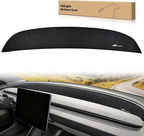 Nilight Dash Cover for Model 3 Highland 2024-2026, Custom Fit Suede Mat | Non-Slip Backing, Reduce Sun Glare and Protect the Dashboard from UV Exposure