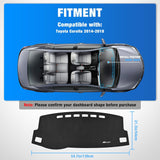 Nilight Dash Cover for Toyota Corolla 2014 2015 2016 2017 2018, Custom Fit Suede Dashboard Mat Non‑Slip Sunshade Glare Protector Interior Accessories Black, view 2