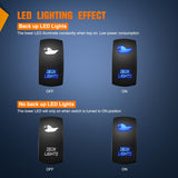 Nilight Deck Lights Rocker Switch Led Light Bar 5 Pin Laser On Off SPST Switches 20A/12V 10A/24V Blue with Jumper Wires Set for Cars Trucks Boats ATVs UTVs RVs, view 3