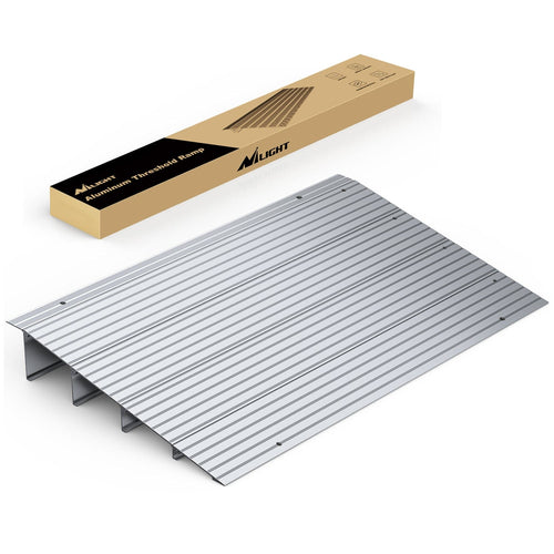 Nilight Door Threshold Ramp 4inch Rise Portable Aluminum Wheelchair Door Transition Entry Ramps for Doorways Home Steps