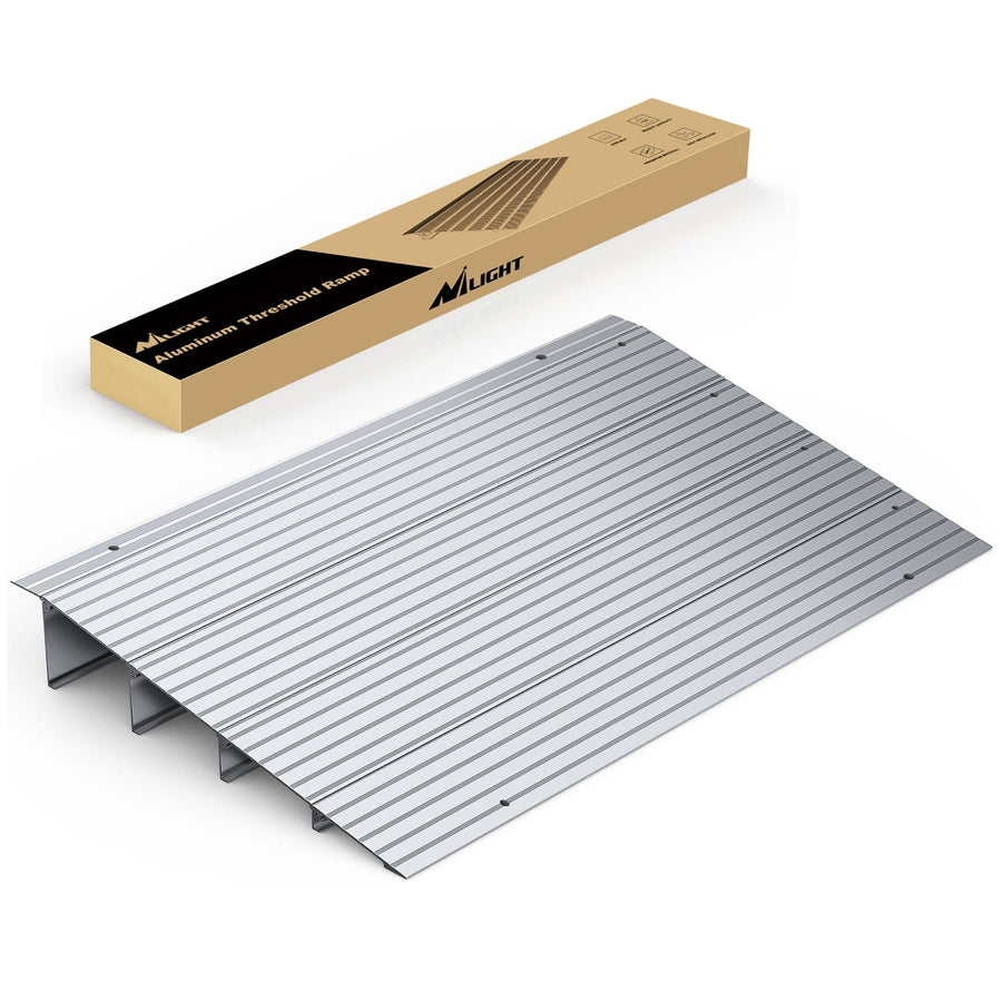 Nilight Door Threshold Ramp 4inch Rise Portable Aluminum Wheelchair Door Transition Entry Ramps for Doorways Home Steps