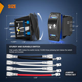 Nilight Down Up Polarity Reverse Blue LED Switch DPDT 20A 12V 24V 7PIN Momentary Rocker ON Off ON Toggle with Jumper Wires and Adaptor for Control Motor for Hoist Crane Linear Actuator, view 2
