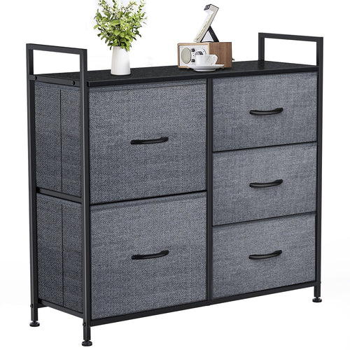 Nilight Dresser for Bedroom Storage Tower with 5 Drawers Fabric Bins Sturdy Metal Frame