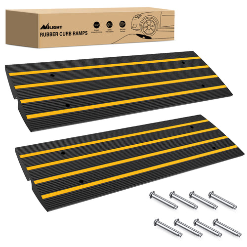 Nilight Driveway Curb Ramps, 2.6 Inch High Heavy-Duty Rubber Curbside Vehicle ramps for Car Truck Mobility Loading Dock Garage, 2 Pack (Pair)