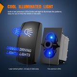 Nilight Driving Lights Rocker Switch Led Light Bar 5 Pin Laser On Off SPST Switches 20A/12V 10A/24V Blue with Jumper Wires Set for Cars Trucks Boats ATVs UTVs RVs, view 2