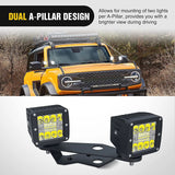 Nilight Dual A-Pillar Lower Windshield Hinge Mounts Light Pods For 2021-2023 Ford Bronco, view 5