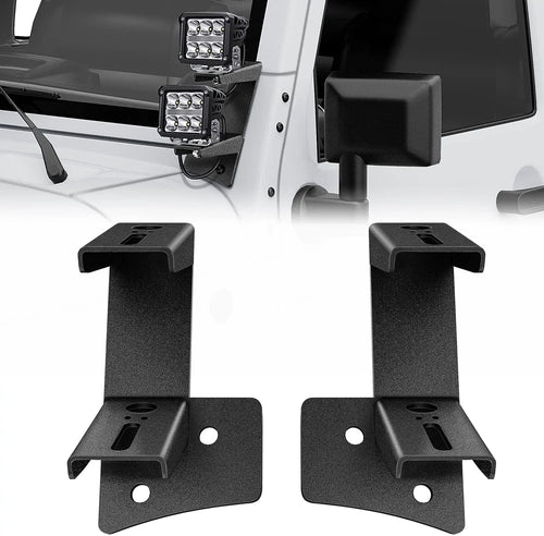 Nilight Dual A-Pillar Windshield Hinge Mounts For 2007 2008 2009 2010 2011 2012 2013 2014 2015 2016 2017 Wrangler JK/JKU 2DR 4DR