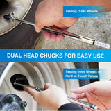 Nilight Dual Head Tire Pressure Gauge Heavy Duty Truck Air Chuck Range 10-150PSI 1-10Bar Tire Pressure Checker Straight-On Tire Air Gauge Extended Tube for Semi Truck, RV, Car, Motorcycle, view 2