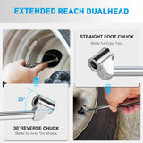 Nilight Dual Head Tire Pressure Gauge Heavy Duty Truck Air Chuck Range 10-150PSI 1-10Bar Tire Pressure Checker Straight-On Tire Air Gauge Extended Tube for Semi Truck, RV, Car, Motorcycle, view 6