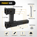 Nilight Dual Hitch Extender to 10 Inch Max Extension Length with Hitchs Tightener Anti Rattle for 2 Inch Receiver with 5/8 Inch Bolt Nut Clip Adjust 7-1/2 Inch Riser or Drop 4,000 lbs GTW Matte Black, view 2