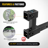 Nilight Dual Hitch Extender to 10 Inch Max Extension Length with Hitchs Tightener Anti Rattle for 2 Inch Receiver with 5/8 Inch Bolt Nut Clip Adjust 7-1/2 Inch Riser or Drop 4,000 lbs GTW Matte Black, view 6