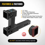Nilight Dual Receiver Extender Fit 2inch Receiver Tube, view 4
