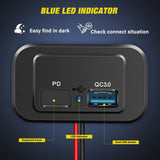 Nilight Dual USB Charger PD Type C QC 3.0 Fast Charging Outlet, view 4