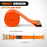 Nilight E-Track Ratchet Straps 8 Pack 2 Inch x 15 Inch Orange | Heavy Duty Cargo Tie-Downs 4400 lbs Breaking Strength Standard E Track accessories Fit for Cargo Vans Trucks Trailers, view 2