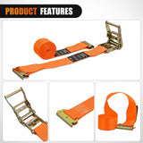 Nilight E-Track Ratchet Straps 8 Pack 2 Inch x 15 Inch Orange | Heavy Duty Cargo Tie-Downs 4400 lbs Breaking Strength Standard E Track accessories Fit for Cargo Vans Trucks Trailers, view 3