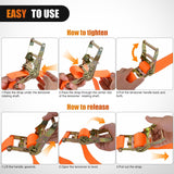 Nilight E-Track Ratchet Straps 8 Pack 2 Inch x 15 Inch Orange | Heavy Duty Cargo Tie-Downs 4400 lbs Breaking Strength Standard E Track accessories Fit for Cargo Vans Trucks Trailers, view 4