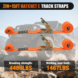 Nilight E-Track Ratchet Straps 8 Pack 2 Inch x 15 Inch Orange | Heavy Duty Cargo Tie-Downs 4400 lbs Breaking Strength Standard E Track accessories Fit for Cargo Vans Trucks Trailers, view 6