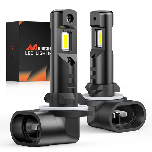 Nilight EF1 881 LED Fog Light Bulbs 200% Brightness 6000K Cool White 1:1 Mini Size Halogen Replacement 881/889/ 898/886 /894 LED Fog Light DRL Conversion Kit,Pack of 2