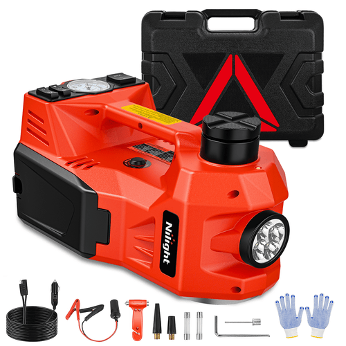 Nilight Electric Car Jack 5 Ton 12V Hydraulic with Inflatable Pump LED Light 3 in 1 Portable Floor Jack for Tire Change