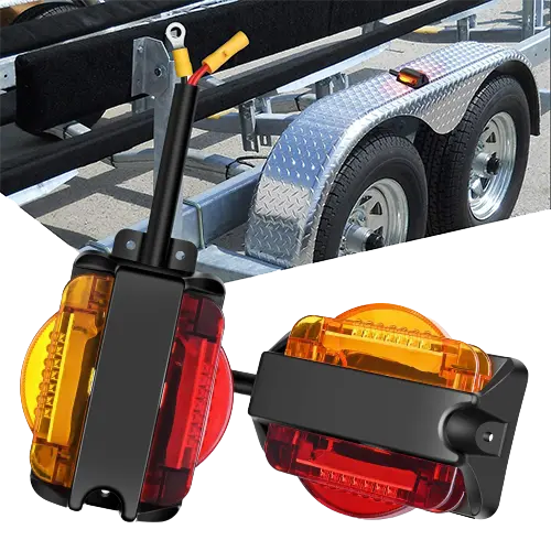 Nilight Enclosed Amber Red Trailer Fender Lights (Pair)