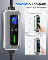 Nilight EV Charger Level 2, 40 Amp 240V, 25ft Cable SAE J1772 Portable Electric Car Charger with NEMA 14-50P Plug, Adjustable Current/Delay Timer, view 5