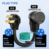 Nilight EV Dryer Adapter Cord 30 Amp to 30Amp 3 Prong 125V 3750 Watt Pure Copper Dryers Old Outlet New Plug Conversion Heavy Duty 10 Gauge Wires 10-30P to 14-30R 30M/30F, view 3