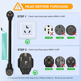 Nilight EV Dryer Adapter Cord 30 Amp to 30Amp 3 Prong 125V 3750 Watt Pure Copper Dryers Old Outlet New Plug Conversion Heavy Duty 10 Gauge Wires 10-30P to 14-30R 30M/30F, view 5