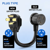 Nilight EV Dryer Adapter Cord 30 Amp to 30Amp 4 Prong 125V/250V 7500 Watt Pure Copper Dryers New Outlet Old Plug Conversion Heavy Duty 10 Gauge Wires 14-30P 10-30R 30M/30F, view 4