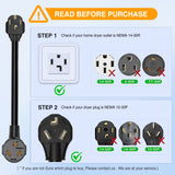 Nilight EV Dryer Adapter Cord 30 Amp to 30Amp 4 Prong 125V/250V 7500 Watt Pure Copper Dryers New Outlet Old Plug Conversion Heavy Duty 10 Gauge Wires 14-30P 10-30R 30M/30F, view 5