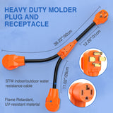 Nilight EV Dryer Y Splitter Adapter Cord 30 Amp Male Plug to Two 30Amp Female Receptacle 4 Prong 125V/250V 7500 Watt Pure Copper Conversion Heavy Duty STW 10 AWG Cable 14-30P 14-30R 30M/30F, view 3