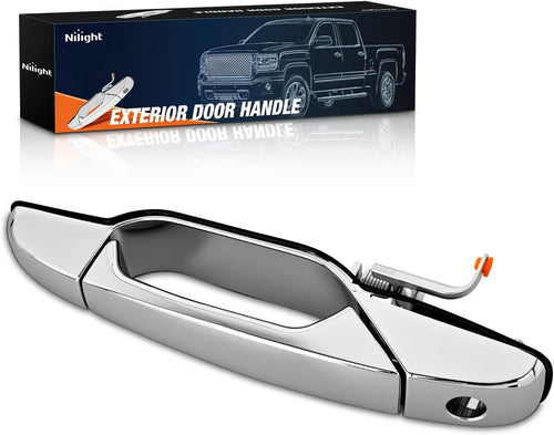 Nilight Exterior Front Left Driver Car Door Handle Key Hole Compatible with 2007 08 09 10 11 12 2013 Chevy Silverado Suburban Tahoe GMC Sierra Yukon Cadillac Escalade Replaces# 80546,20828258,Chrome