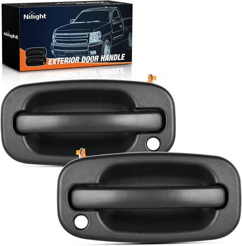 Nilight Exterior Front Left Right Car Door Handle with Keyhole Fit for 1999 00 01 02 03 04 05 06 07 Cadillac Escalade Chevy Avalanche Silverado Tahoe GMC Sierra Yukon Denali Replaces#15034985,15034986