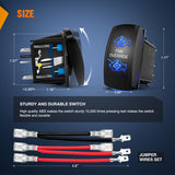 Nilight Fan Override Rocker Switch Led Light Bar 5 Pin Laser On Off SPST Switches 20A/12V 10A/24V Blue with Jumper Wires Set for Cars Trucks Boats ATVs UTVs RVs, view 2